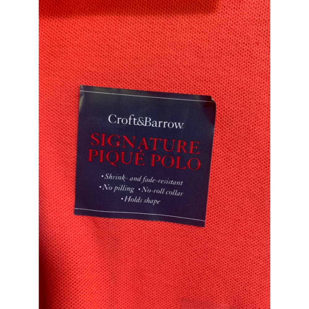 Croft & Barrow Mens Signature Pique Polo Shirt Hot Coral XXL CBK13003S NWT - Picture 5 of 7